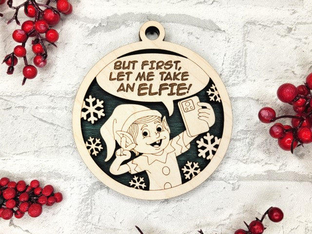 Funny Punny Ornaments - Let Me Take an Elfie