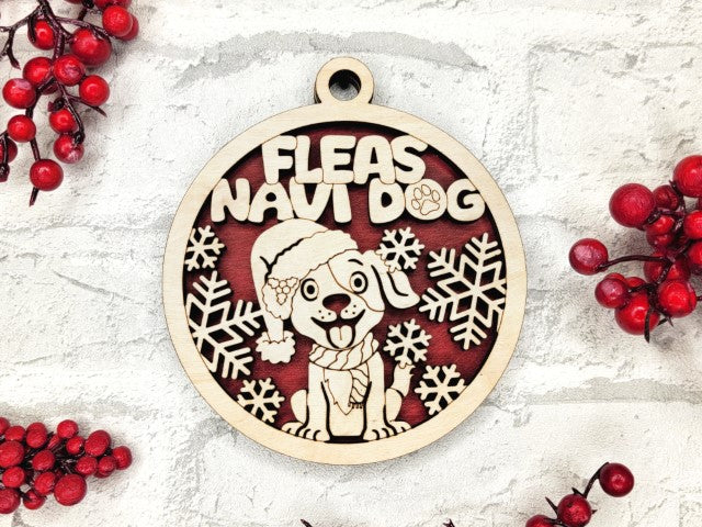 Funny Punny Ornaments - Fleas Navi Dog