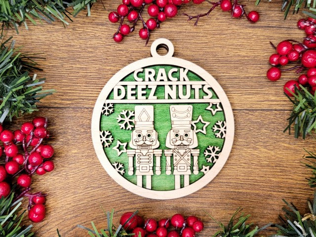 Naughty But Nice Ornaments - Crack Deez Nuts