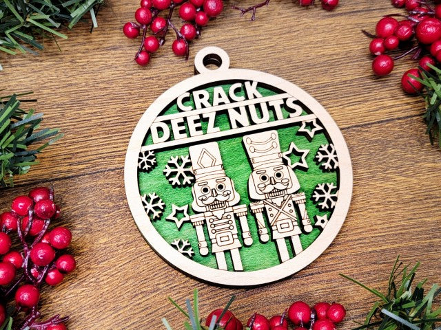 Naughty But Nice Ornaments - Crack Deez Nuts