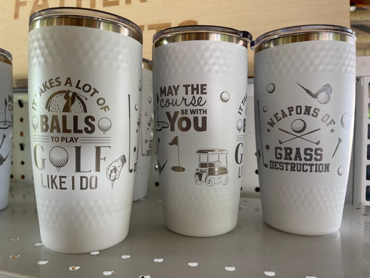 Golf Tumbler - White 20oz