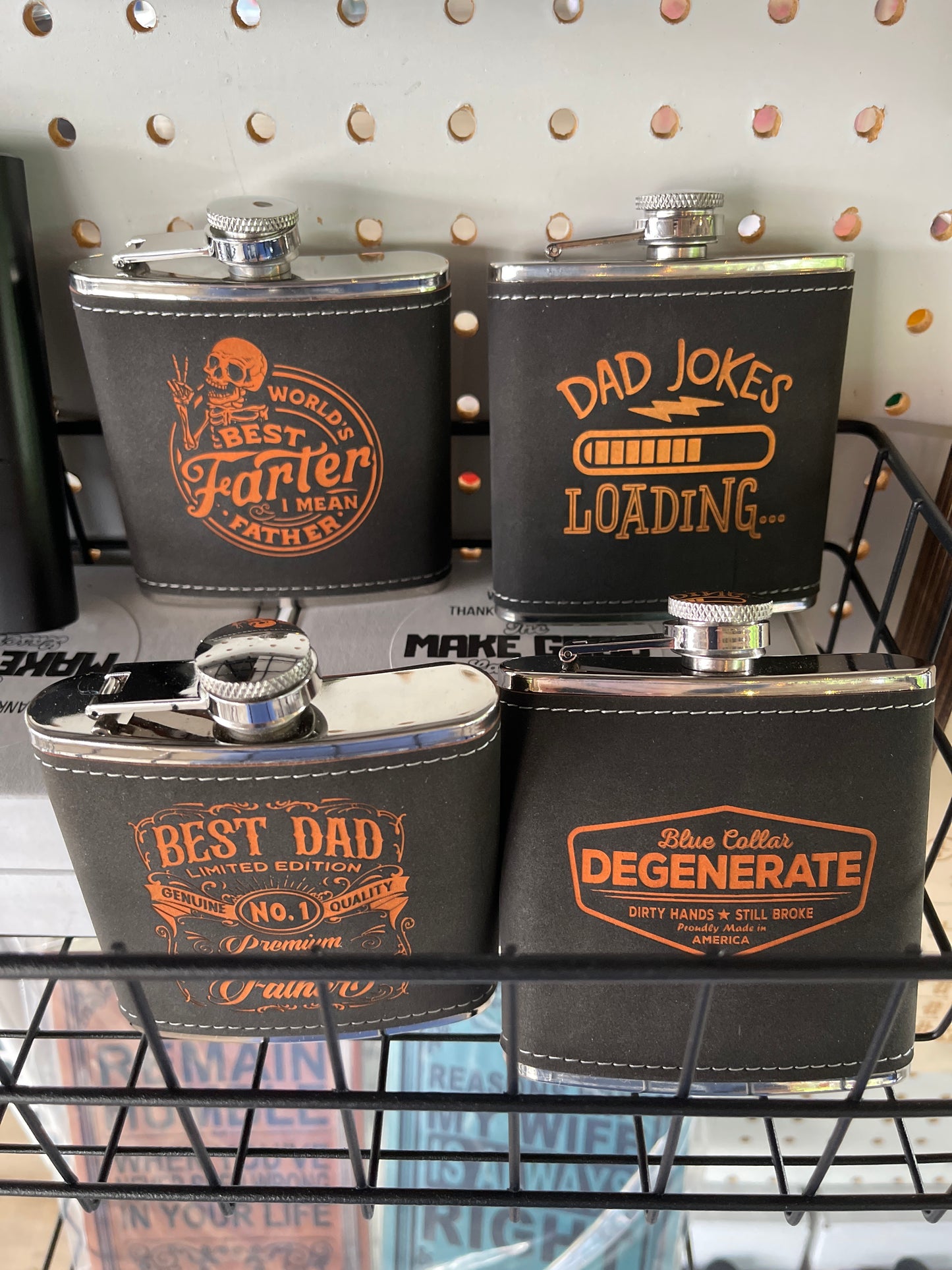 Orange and Black Leatherette Flask
